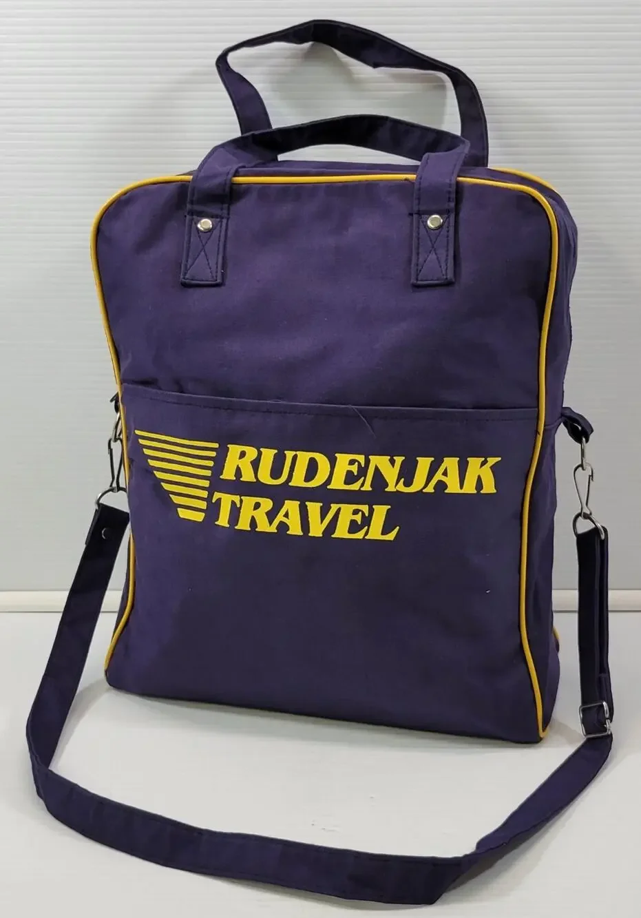 D) Vintage Rudenjak Travel Promotional Croatia Blue Canvas Hand Shoulder Bag